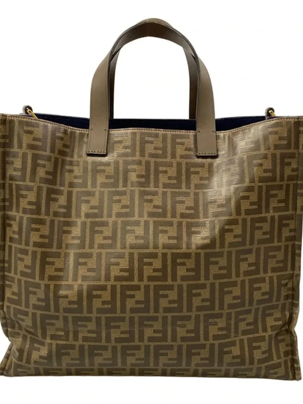 FENDI Fendi Mania 8BH357 Brown Red Multi Coated Canvas Leather Tote Bag